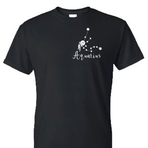 Aquarius Zodiac  uni-sex black Shirt January